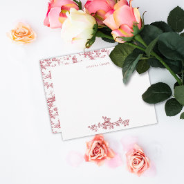  Engels Floral Toile de Jouy-Pink Notitiekaartje