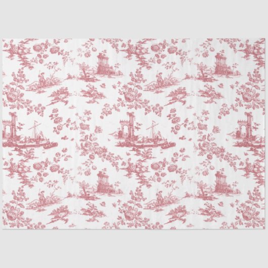  Engels Floral Toile de Jouy-Pink Tissuepapier (Voorkant)