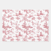 Engels Floral Toile-Pink, Blue, Grey Inpakpapier Vel (Voorkant 2)