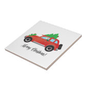 Engels Foxhound Dog Driving a Car-Kersttree Tegeltje (Zijkant)