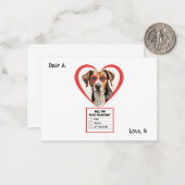  Engels Foxhound Dog Valentijn Kaart Notitiekaartje (Voorkant / Achterkant in situ)