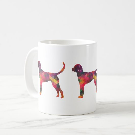 Engels Foxhound Geometric Pattern Dog Silhouette Koffiemok (Voorkant links)
