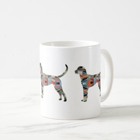 Engels Foxhound Geometric Pattern Dog Silhouette Koffiemok (Voorkant rechts)