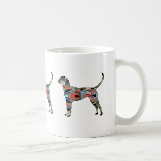 Engels Foxhound Geometric Pattern Dog Silhouette Koffiemok (Rechts)