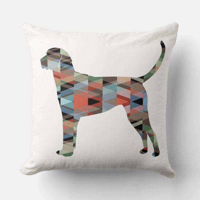 Engels Foxhound Geometric Pattern Dog Silhouette Kussen (Voorkant)