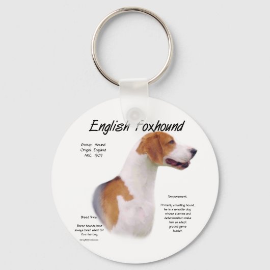 Engels Foxhound Geschiedenis Ontwerp Sleutelhanger (Voorkant)