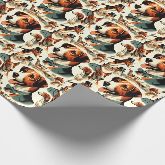  Engels Foxhound Illustratie Cadeaupapier (Hoek)