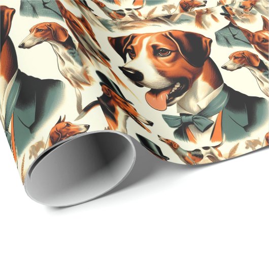  Engels Foxhound Illustratie Cadeaupapier (Rol Hoek)