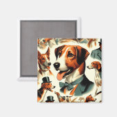Engels Foxhound Illustratie Magneet (Voorkant / Achterkant)