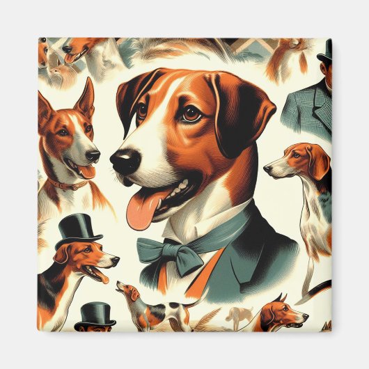 Engels Foxhound Illustratie Magneet (Voorkant)