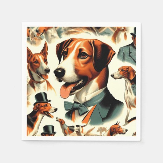 Engels Foxhound Illustratie Servet (Voorkant)