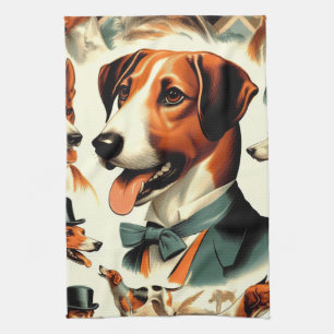 Engels Foxhound Illustratie Theedoek