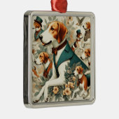  Engels Foxhound naadloze illustratie Metalen Ornament (Rechts)