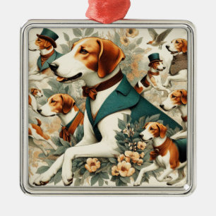 Engels Foxhound naadloze illustratie Metalen Ornament