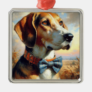 Engels Foxhound schilderij Metalen Ornament