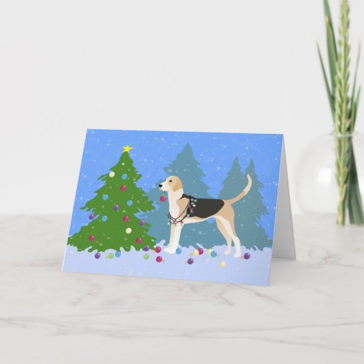 Engels Foxhound ter decoratie van kerstboombos Feestdagen Kaart (Voorkant)
