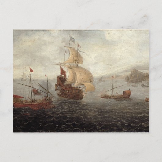 Engels Galley Frigate Flanked by Ottoman State Ba Briefkaart (Voorkant)