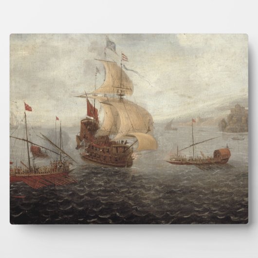 Engels Galley Frigate Flanked by Ottoman State Ba Fotoplaat (Voorkant)