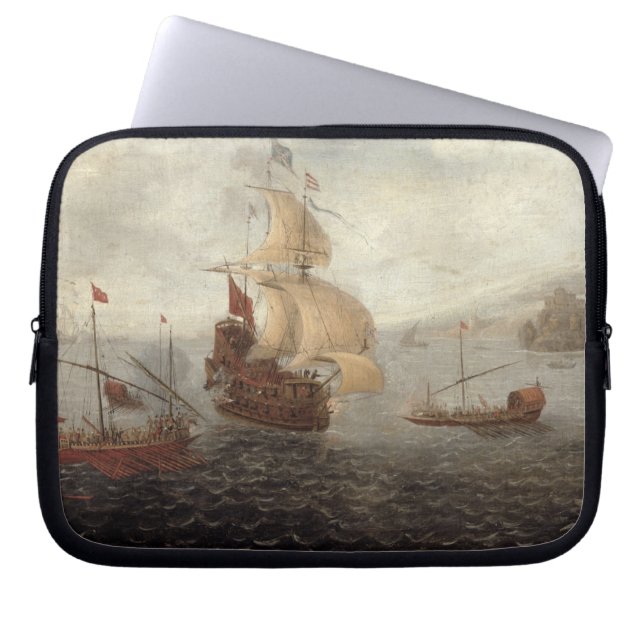 Engels Galley Frigate Flanked by Ottoman State Ba Laptop Sleeve (Voorkant)