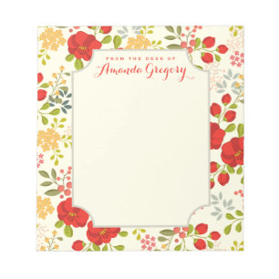 Engels Garden Floral Personalized Desk Notitieblok