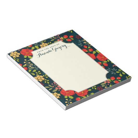 Engels Garden Floral Personalized Desk Notitieblok (Schuin)