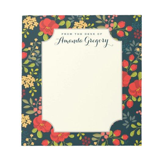Engels Garden Floral Personalized Desk Notitieblok (Voorkant)