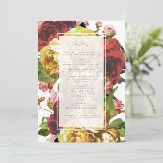 Engels Garden  Rozen Wedding Menu (Staand voorkant)