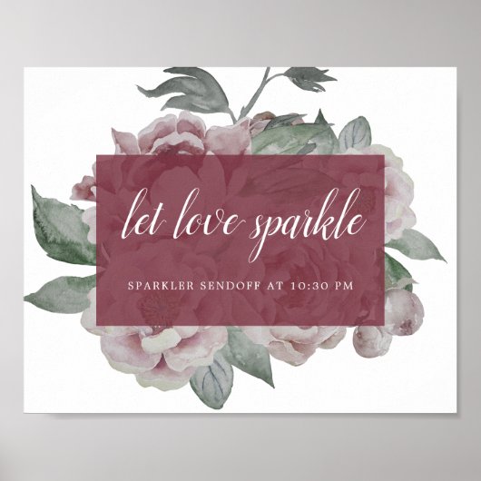 Engels Garden Wedding Sparkler Sendoff Sign Poster (Voorkant)