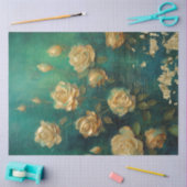 Engels geel rozen goud folie smaragd diep groen tissuepapier (Craft)