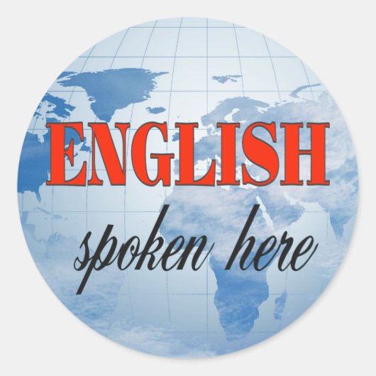 Engels gesproken hier troebele aarde ronde sticker (Voorkant)
