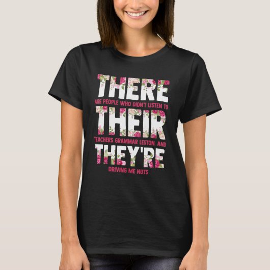 Engels Grammar Lesson daar Hun leraar T-shirt (Voorkant)