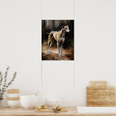Engels Greyhound Dog Art Print Poster (Keuken)