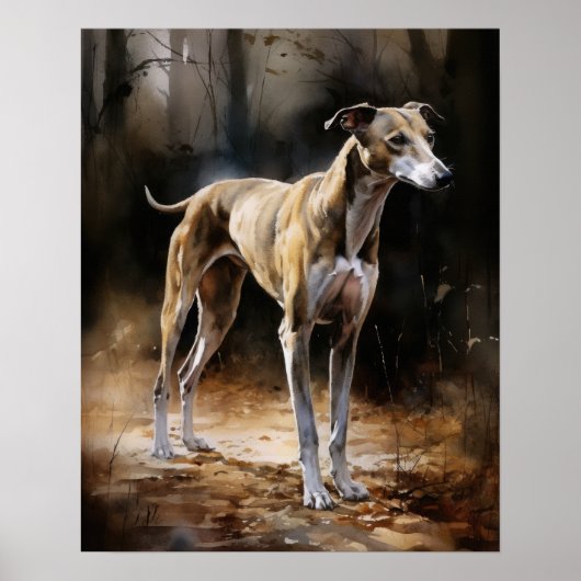 Engels Greyhound Dog Art Print Poster (Voorkant)