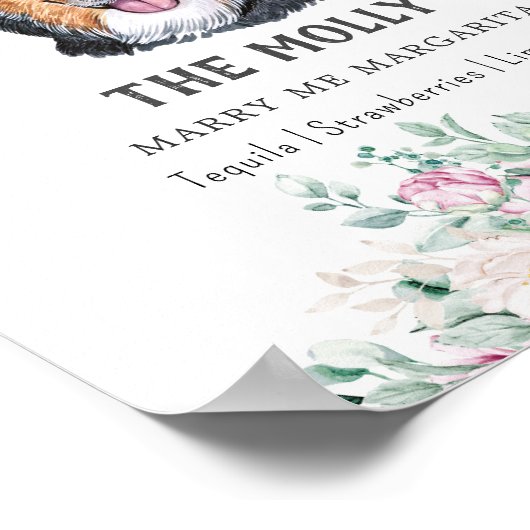 Engels herder hond handtekening Drink teken Poster (Hoek)