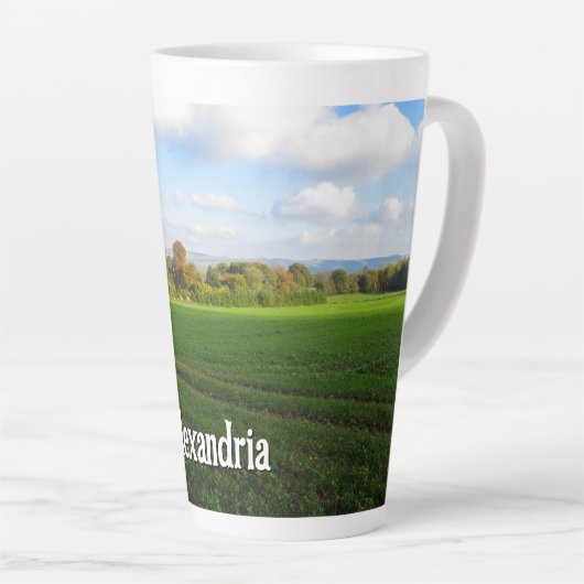 Engels herfst platteland - groot gepersonaliseerd latte mok (Rechterhoek)
