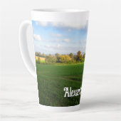 Engels herfst platteland - groot gepersonaliseerd latte mok (Linkerhoek)