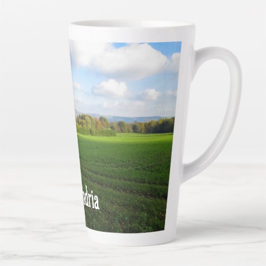 Engels herfst platteland - groot gepersonaliseerd latte mok (Rechts)