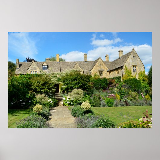 Engels huis met bloementuin poster (Voorkant)