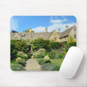 Engels huis met bloementuinmousepad muismat (Met muis)
