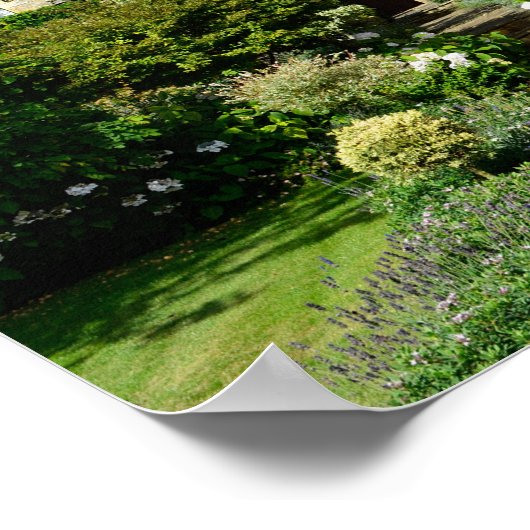 Engels huis met bloemtuin poster (Hoek)