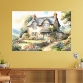Engels huisje huis canvas afdruk (Insitu (Woonkamer))