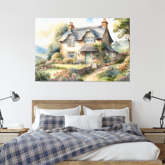Engels huisje huis canvas afdruk (Insitu (Slaapkamer))