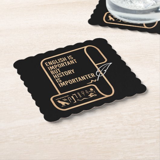 Engels is belangrijk maar geschiedenis is belangri kartonnen onderzetters (Gebogen)