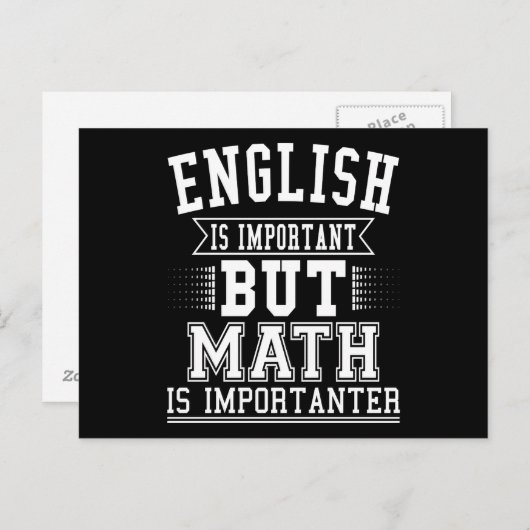 Engels is belangrijk maar Wiskunde is belangrijk Briefkaart (Voorkant / Achterkant)
