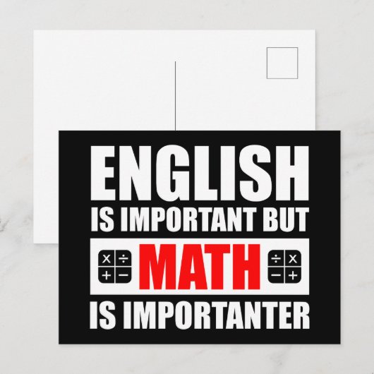 Engels is belangrijk maar Wiskunde is belangrijk Briefkaart (Voorkant / Achterkant)