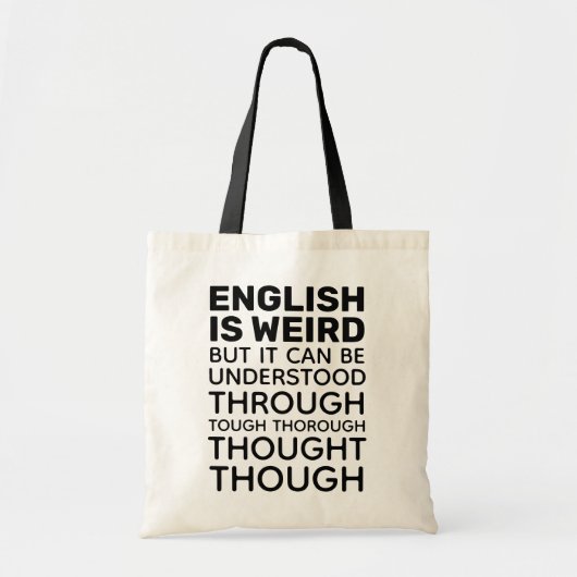 Engels is Weird Funny Grammar Tote Bag (Voorkant)
