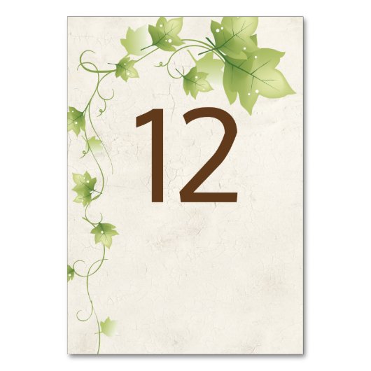 Engels Ivy Trouwtafel Nummer Kaart (Achterkant)