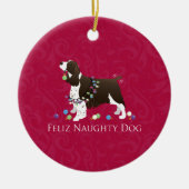 Engels kerstontwerp met Springer Spaniel Keramisch Ornament (Voorkant)