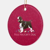 Engels kerstontwerp met Springer Spaniel Keramisch Ornament (Links)