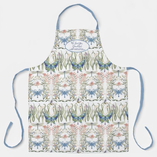 Engels Land Bloemen Blauw en Wit Grootmoeder Schort (Voorkant)